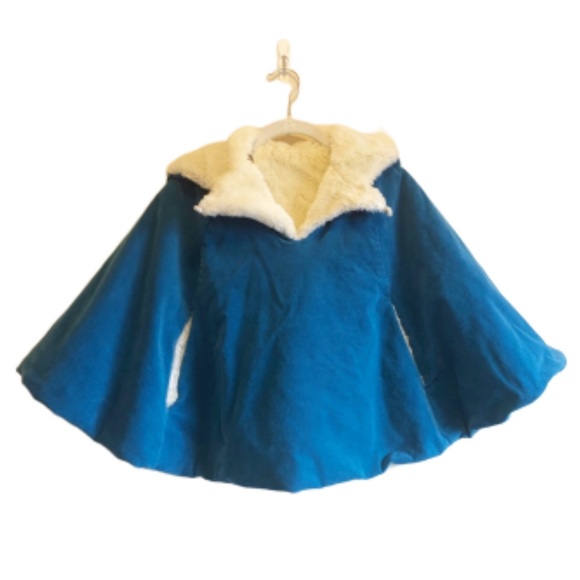 La Faute a Voltaire Other - Girls Blue Faux Fur Reversible Poncho Size 8/9